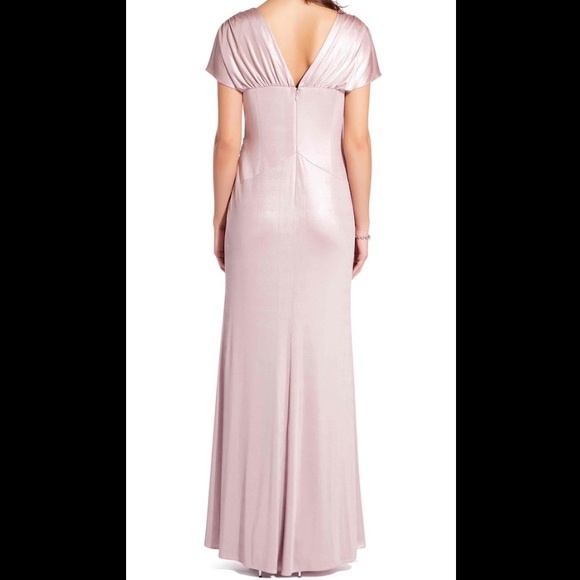 NWT ADRIANNA PAPELL Metallic Twist Cap Sleeve Gown - Picture 3 of 15